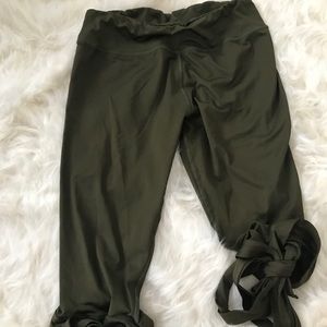Olive green tie up leg workout pants